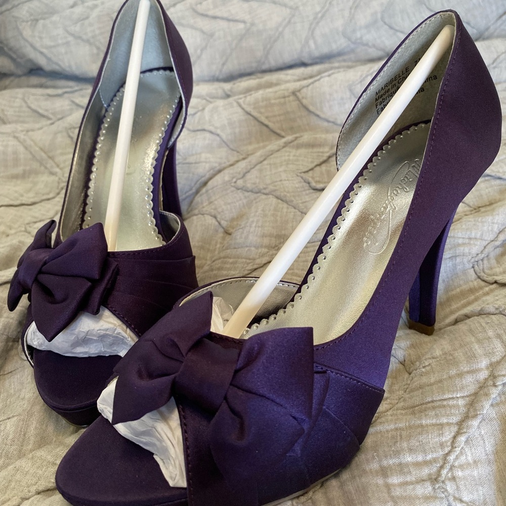 David’s Bridal Maribelle Dark Plum Bridesmaid Heels